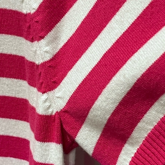 CALVIN KLEIN AUTHENTIC ELECTRIC PINK/WHITE STRIPE KNIT DESIGN SWEATER DRESS - Picture 9 of 13